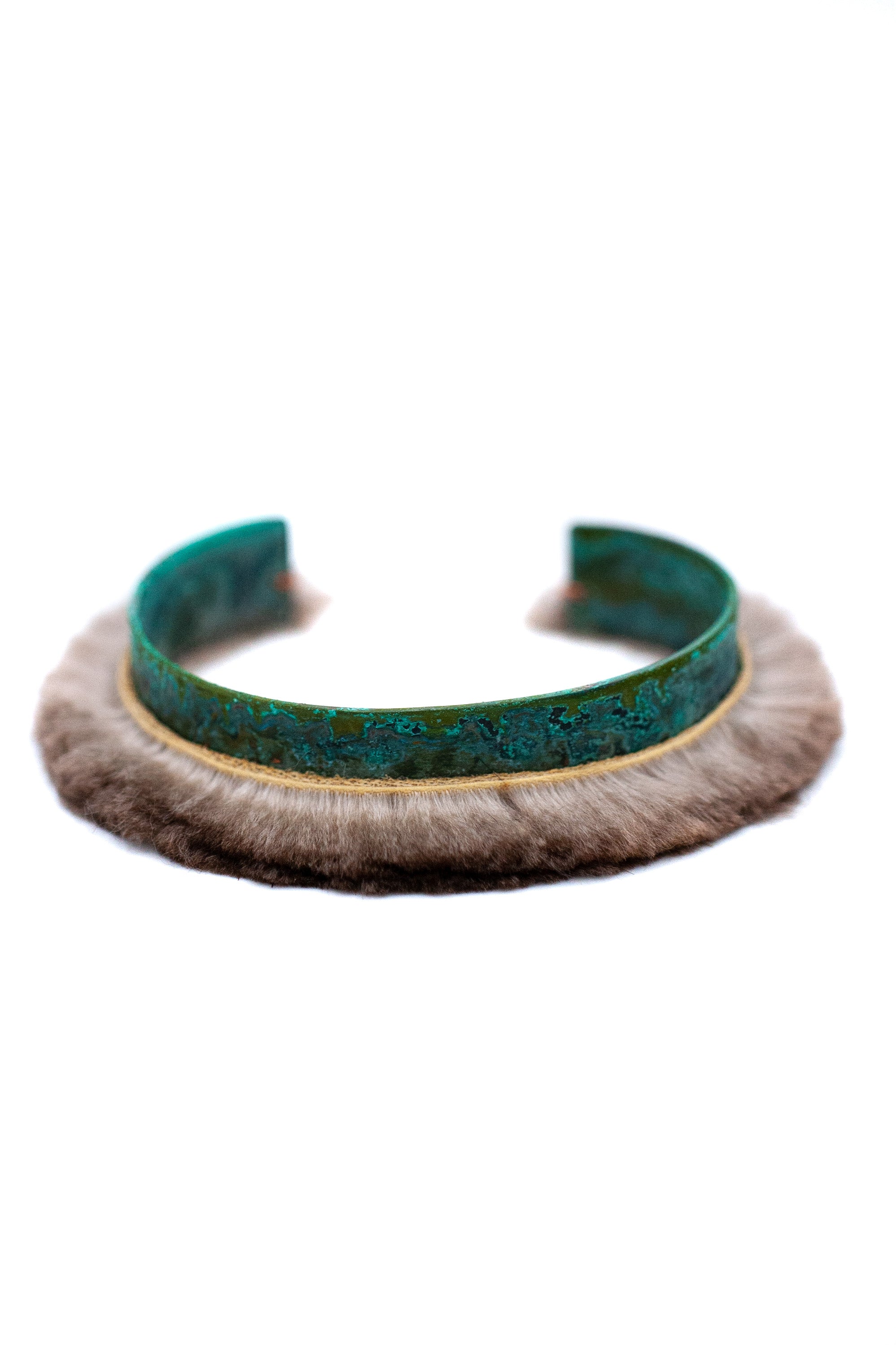 Unique statement bracelet with sea otter fur