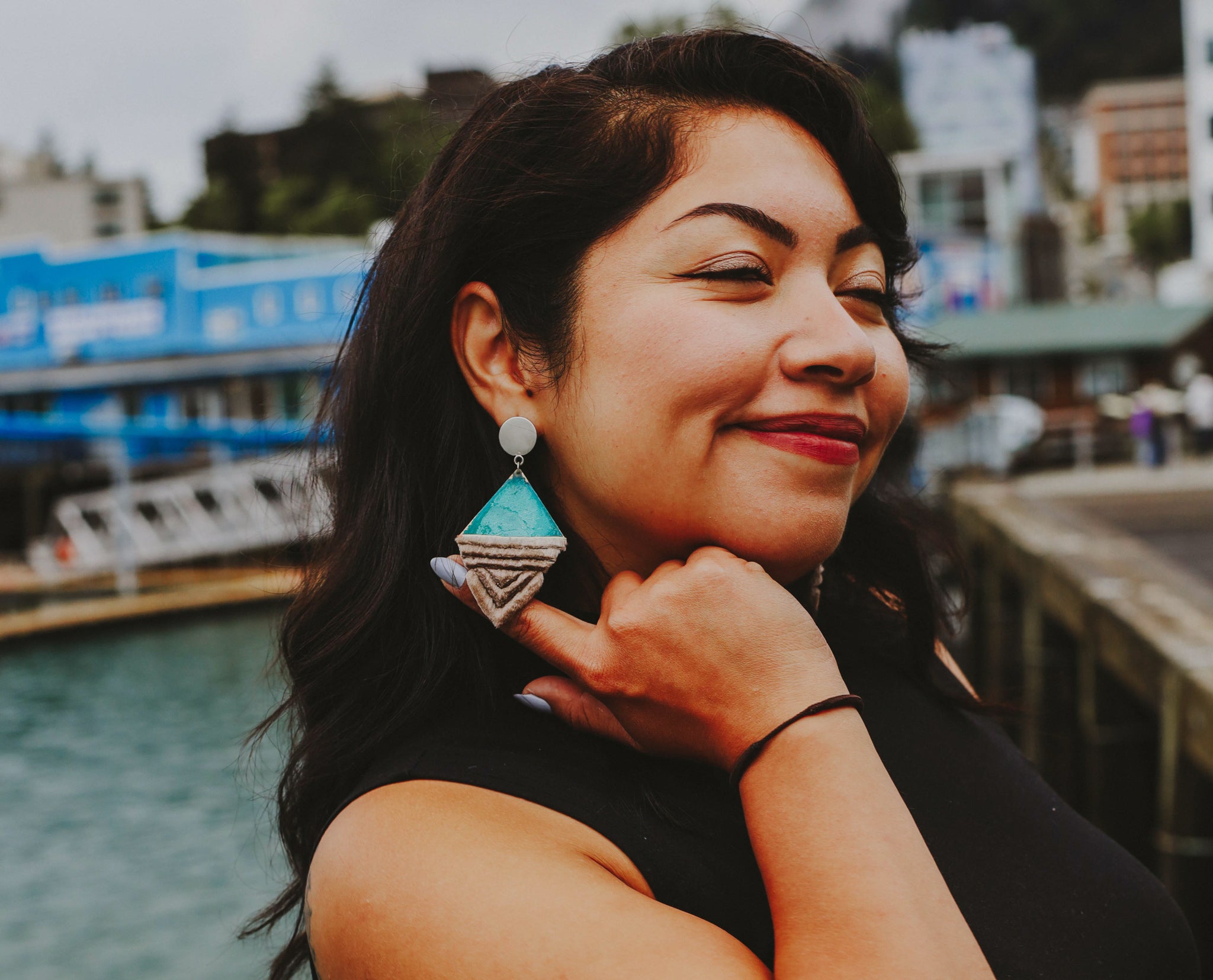 hand trimmed sea otter fur earrings